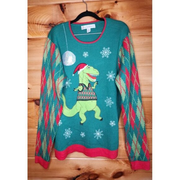 Jolly Sweaters Ugly Large Christmas Sweater Disco Dancing Dinosaur - Picture 5 of 10